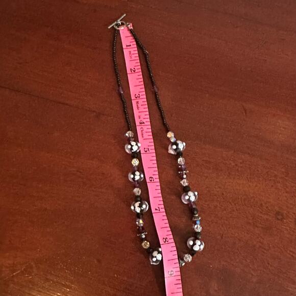 Handcrafted unique beaded necklace Boho Bohemian Clear Purple unbranded - Picture 4 of 7